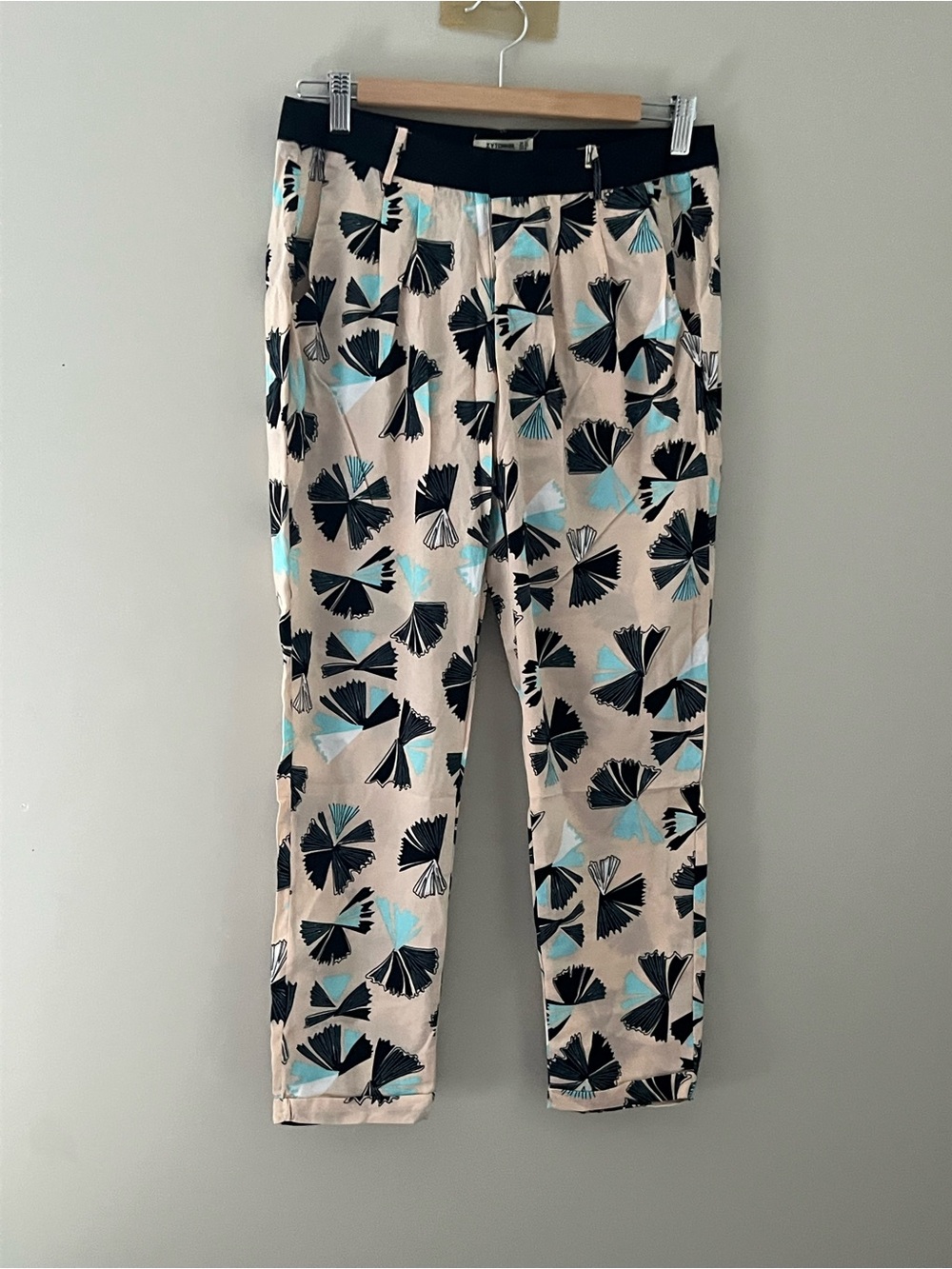 ZYTONHIN Women’s Printed Trousers Pants Size 12 NWT Beige Black Blue